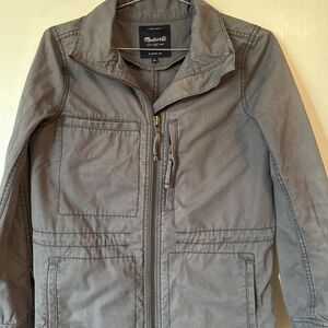 Madewell Utility Fleet Jacket Gray Cotton Field | Women's Small